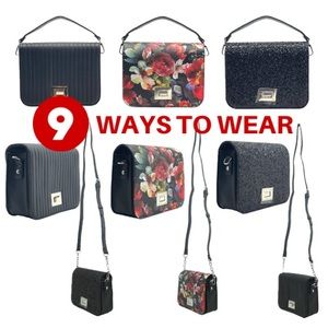 CYNTHIA ROWLEY Mix & Mingle Convertible Crossbody Handbag Mini Bag Set BLACK NIB